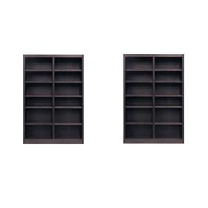 Hawthorne Collections 2 Piece Double Wide Wood Bookcase Set in Espresso