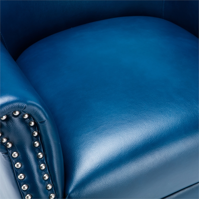 Hawthorne Collections 2 Piece Faux Leather Club Accent Chair Set in Navy Blue