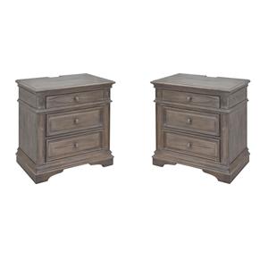 Hawthorne Collections 3 Drawer Wood Nightstand Set in Driftwood Gray (Set of 2)