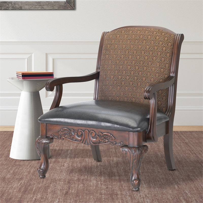 Hawthorne Collections 2 Piece Traditional Wood Arm Chair Set in Walnut
