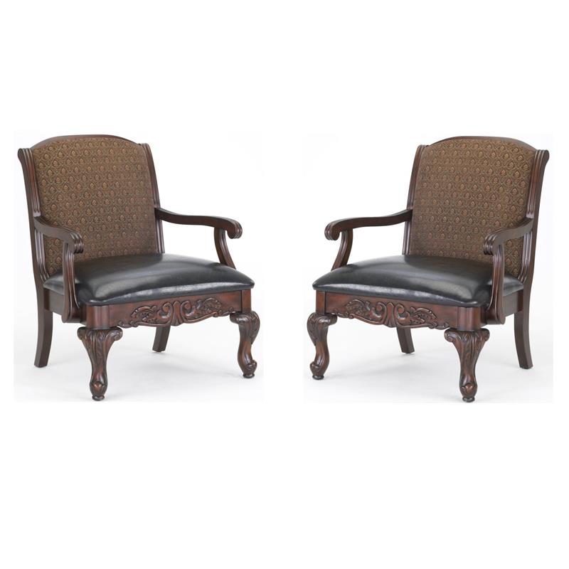 Hawthorne Collections 2 Piece Traditional Wood Arm Chair Set in Walnut