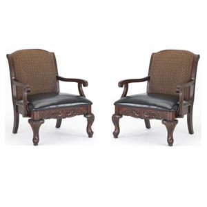 Hawthorne Collections 2 Piece Traditional Wood Arm Chair Set in Walnut