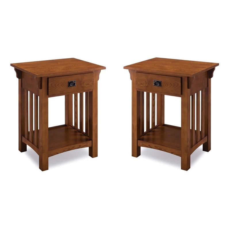 Hawthorne Collections 1-Drawer Nightstands in Medium Oak (Set of 2)