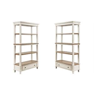 Hawthorne Collections Set of 2 4-Shelf Bookcases Set in Antique White and Brown
