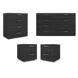 Hawthorne Collections 4 Piece Set with Dresser & 2 Nightstands and Chest - Black