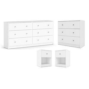 Hawthorne Collections 4 Pieces Set of Wood Bedroom Furniture in White Finish