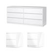 Hawthorne Collections 3PC Set - 2 Nightstands and Double Dresser in White Gloss