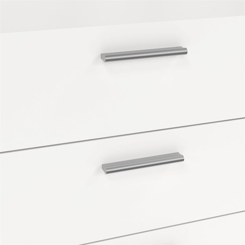 Hawthorne Collections 3 Piece Double Dresser and Nightstand Bedroom Set in White