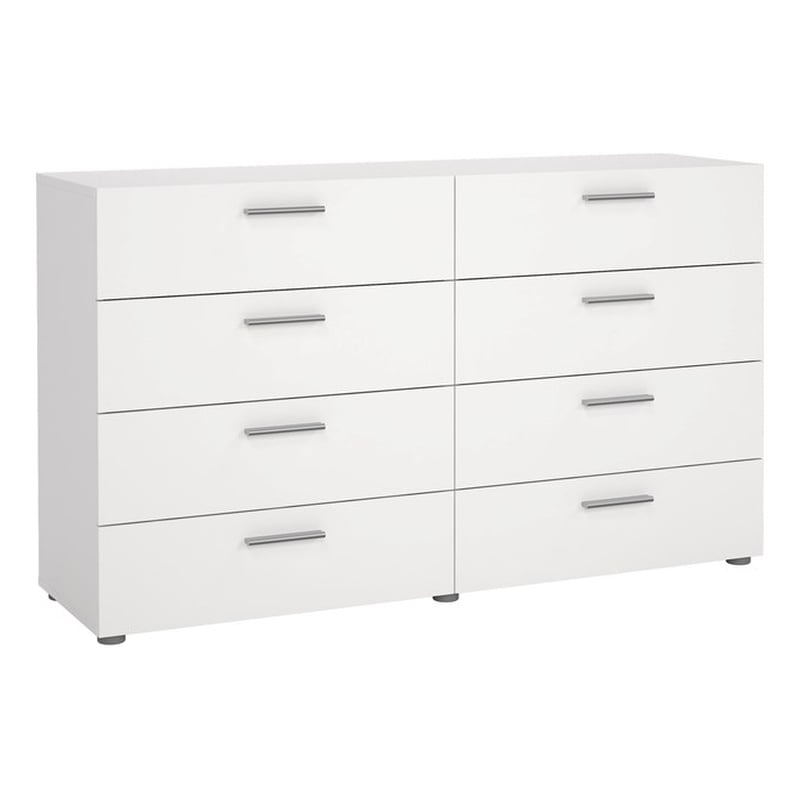 Hawthorne Collections 3 Piece Double Dresser and Nightstand Bedroom Set in White