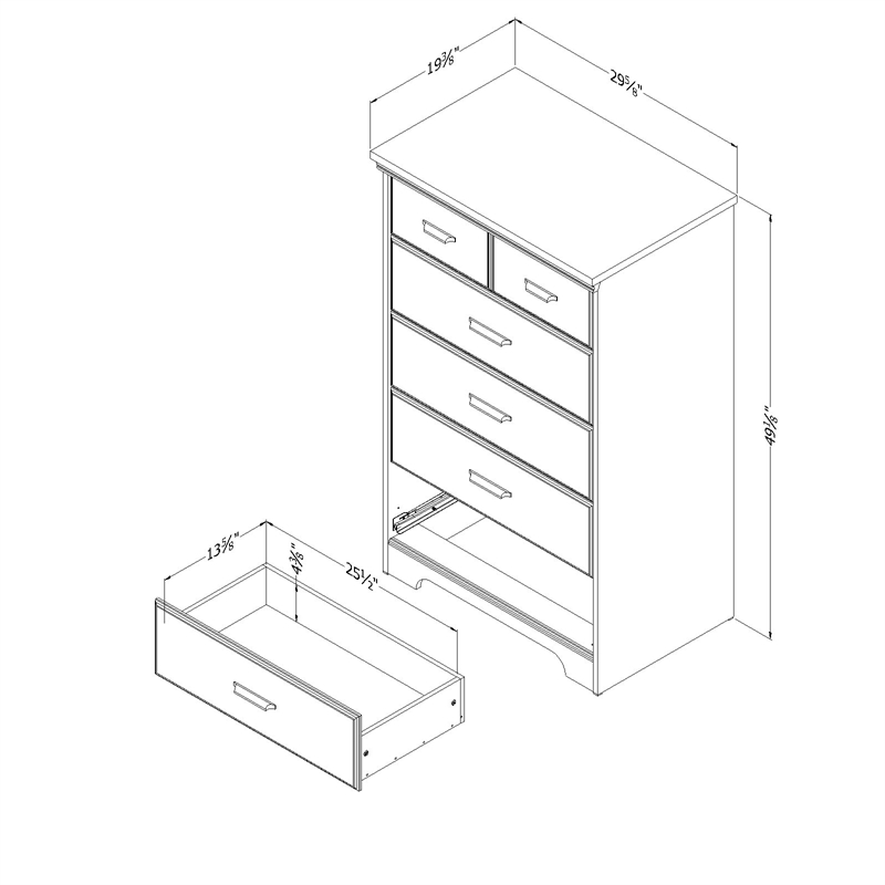 Hawthorne Collections Set of 4 Dresser and Chest and 2 Nightstands - Gray Maple
