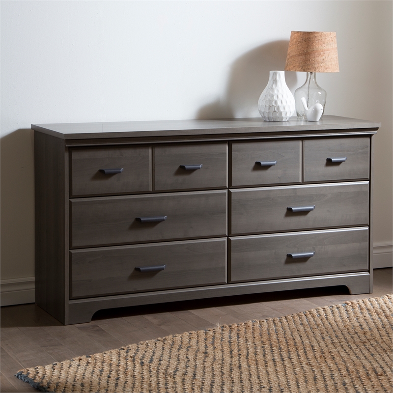 Hawthorne Collections Set of 4 Dresser and Chest and 2 Nightstands - Gray Maple