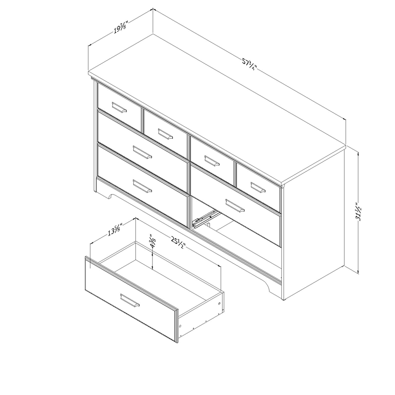 Hawthorne Collections Set of 4 Dresser and Chest and 2 Nightstands - Gray Maple