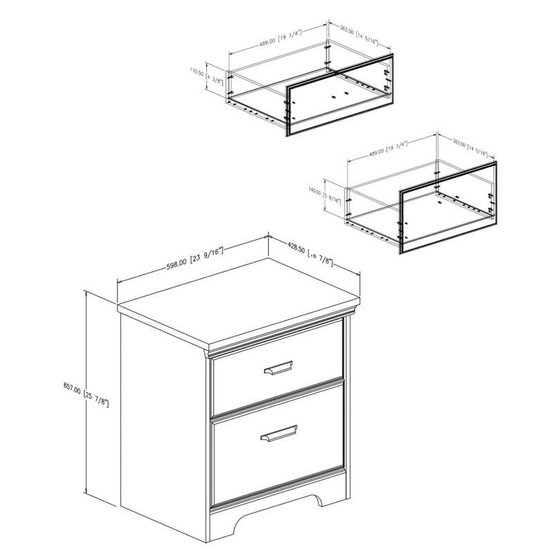 Hawthorne Collections Set of 4 Dresser and Chest and 2 Nightstands Set in Oak
