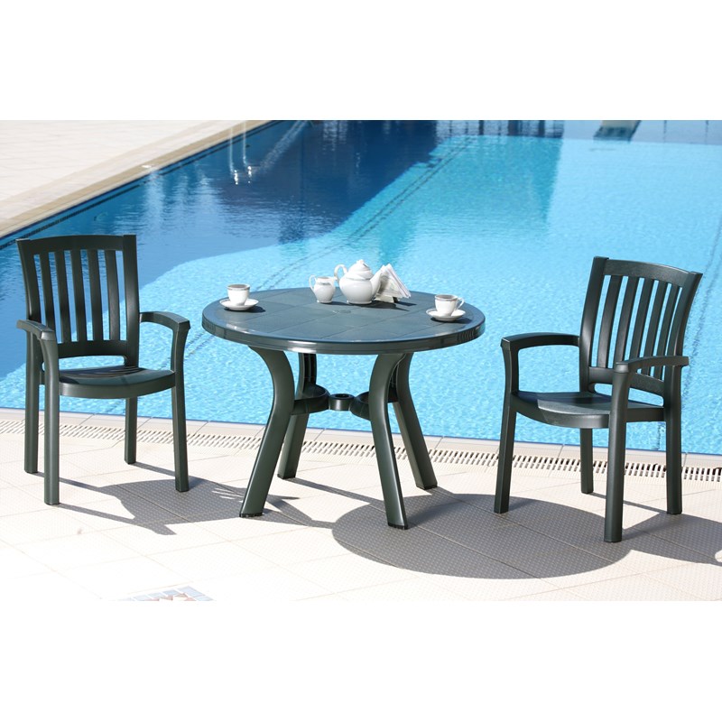 Hawthorne Collections Set of 5 Resin Patio Table and 4 Resin Chairs in Green