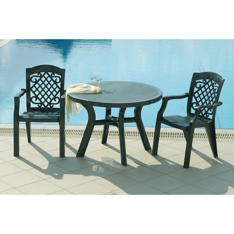 Hawthorne Collections Set of 5 Resin Patio Table and 4 Resin Chairs in Green