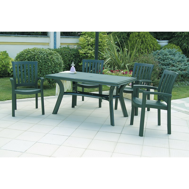 Hawthorne Collections Set of 5 Resin Patio Table and 4 Resin Chairs in Green