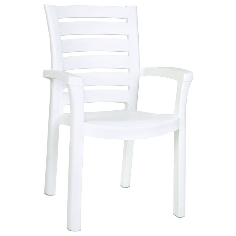 Hawthorne Collections Set of 5 Resin Patio Table and 4 Resin Chairs in White