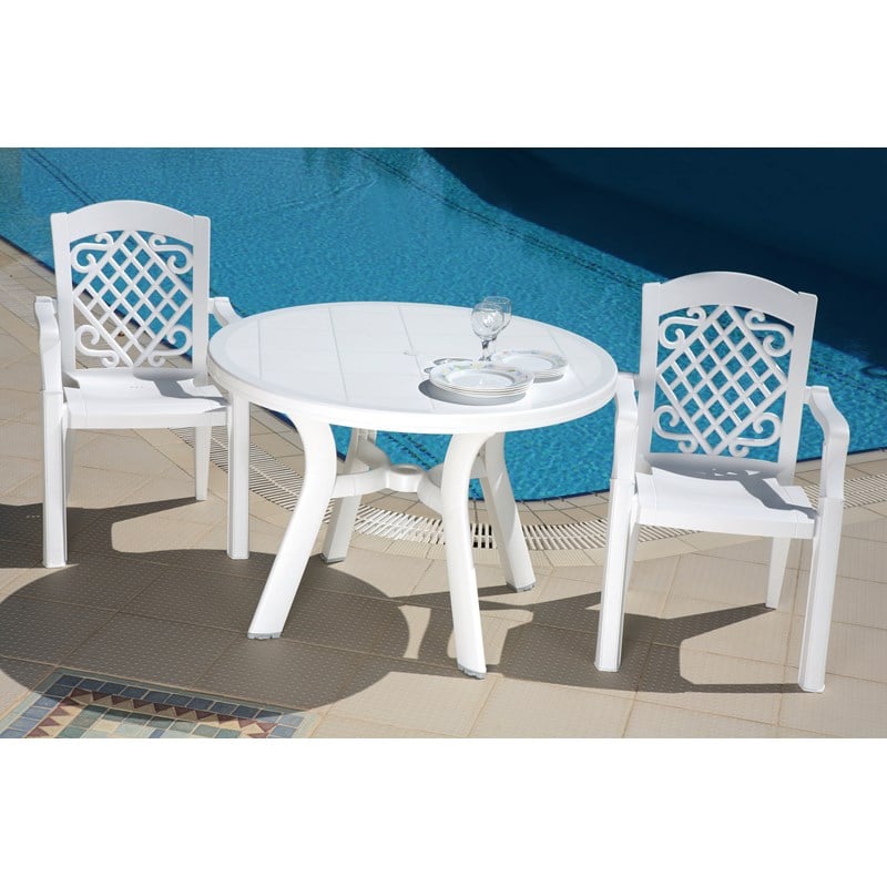 Hawthorne Collections Set of 5 Resin Patio Table and 4 Resin Chairs in White