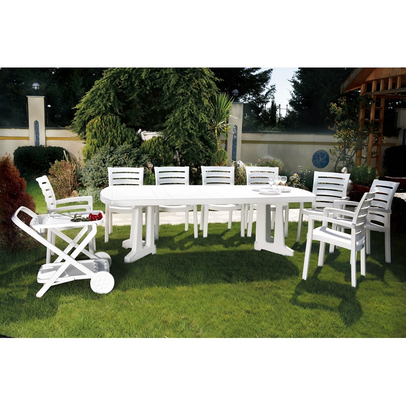 Hawthorne Collections Set of 5 Resin Patio Table and 4 Resin Chairs in White