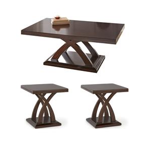 Hawthorne Collections Set of 3 Coffee Table and 2 End Tables in Espresso Cherry