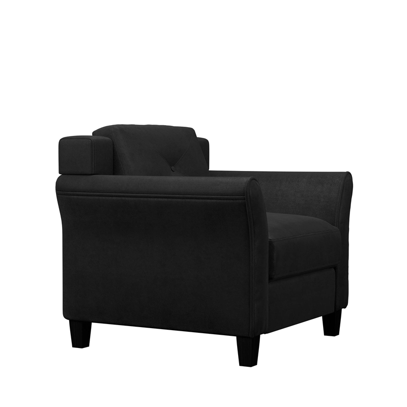 Hawthorne Collections Set of 3 Black Microfiber Sofa and 2 Accent Chairs