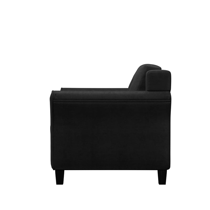 Hawthorne Collections Set of 3 Black Microfiber Sofa and 2 Accent Chairs