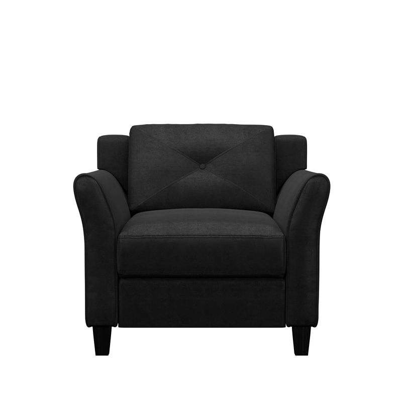 Hawthorne Collections Set of 3 Black Microfiber Sofa and 2 Accent Chairs