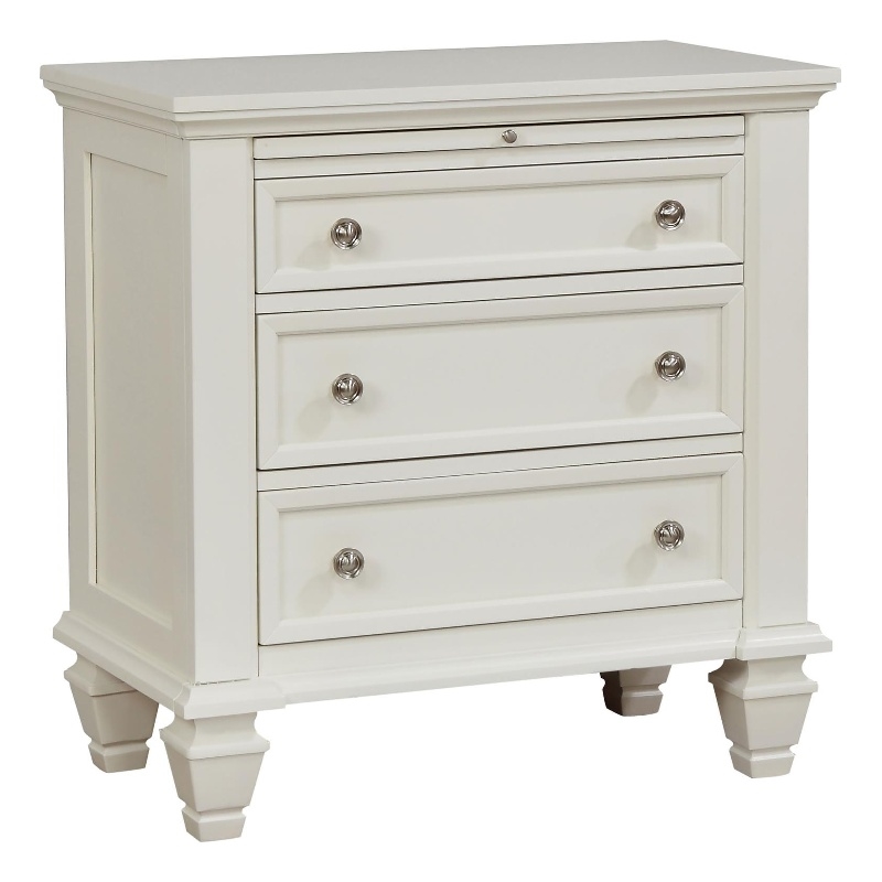 Hawthorne Collections Set of 2 White Nightstands with Pull Out Shelf