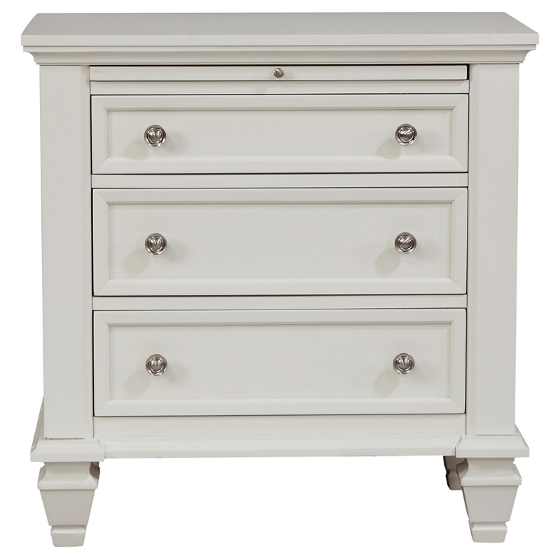 Hawthorne Collections Set of 2 White Nightstands with Pull Out Shelf