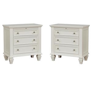 Hawthorne Collections Set of 2 White Nightstands with Pull Out Shelf