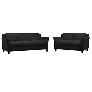 Hawthorne Collections Transitional 2 Piece Set with Sofa and Loveseat in Black