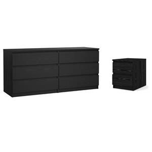 Hawthorne Collections Set of 2 Dresser and Nightstand with Drawers in Black