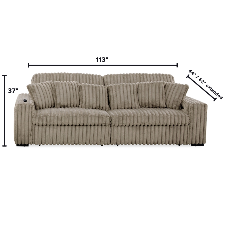 Hawthorne Collections Sofa Slider Power Recliner Glider in Presley Latte