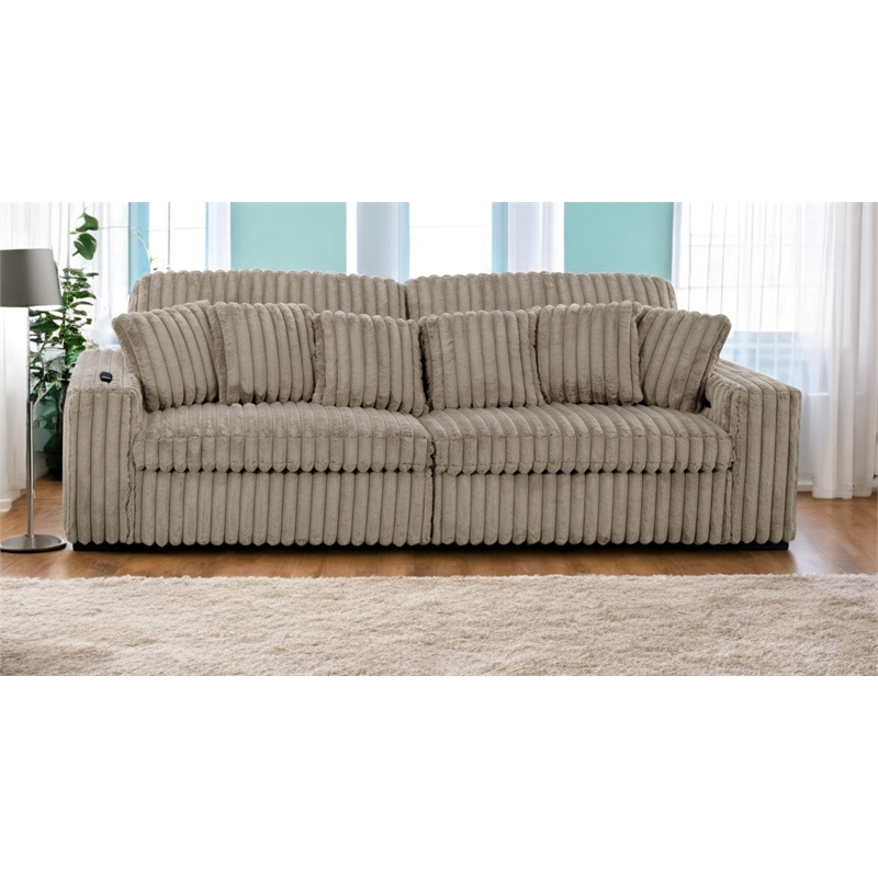 Hawthorne Collections Sofa Slider Power Recliner Glider in Presley Latte