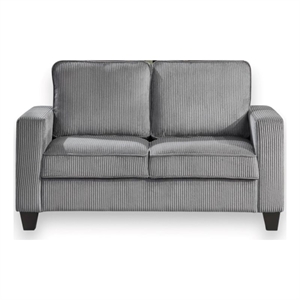 Hawthorne Collections 57&quotW Corduroy Gray Loveseat Sofa with USB and Side Pockets