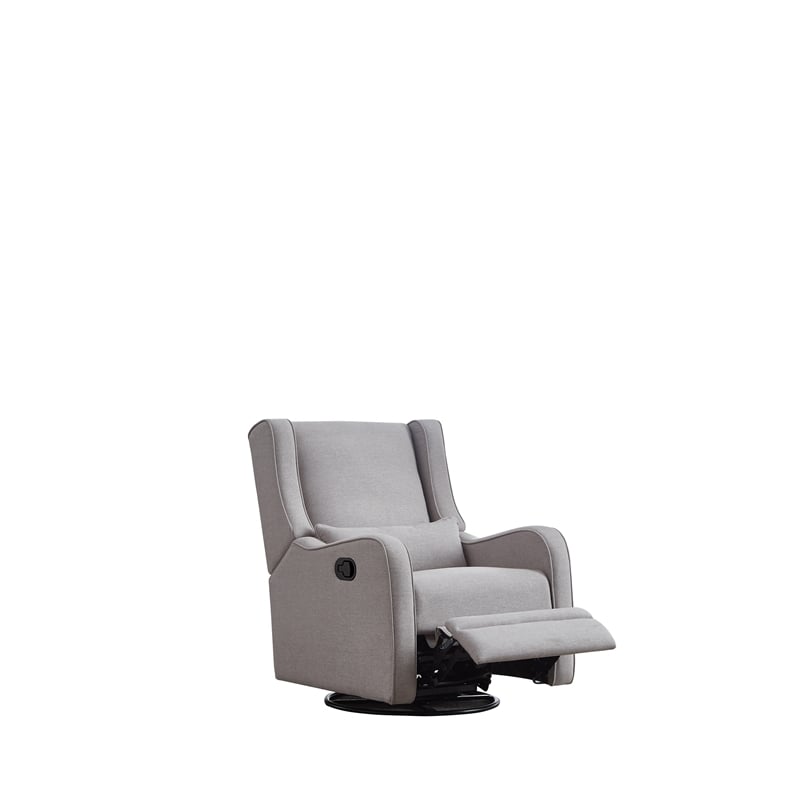 Hawthorne Collections Fabric Manual Swivel Glider and Recliner in Gray