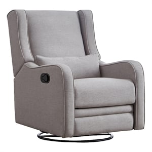 Hawthorne Collections Fabric Manual Swivel Glider and Recliner in Gray