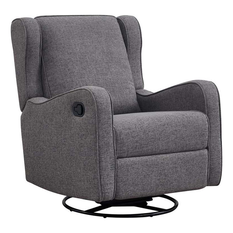 Hawthorne Collections Fabric Manual Swivel Glider and Recliner in Steel Gray