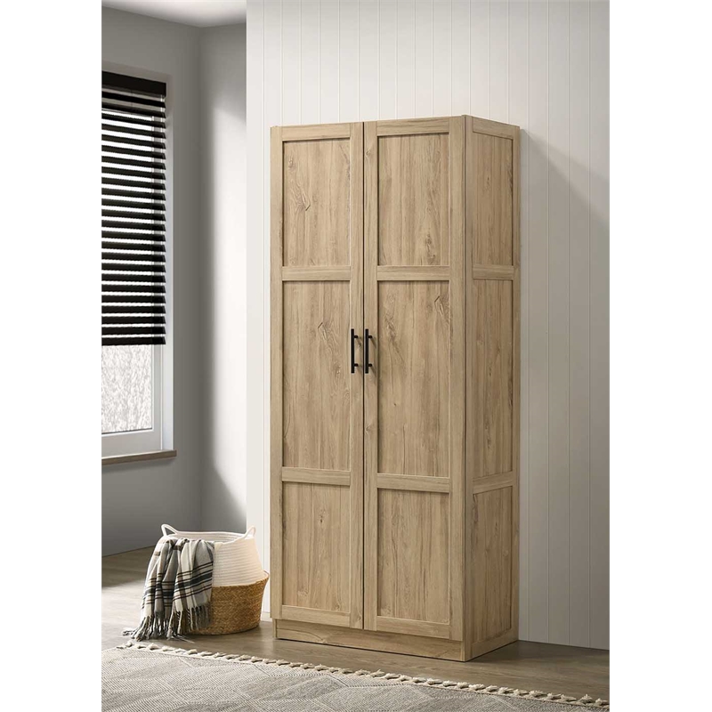 Hawthorne Collections Contemporary Engineered Wood Storage Cabinet in Light Wood