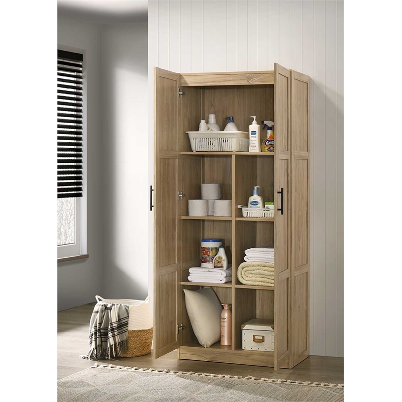 Hawthorne Collections Contemporary Engineered Wood Storage Cabinet in Light Wood