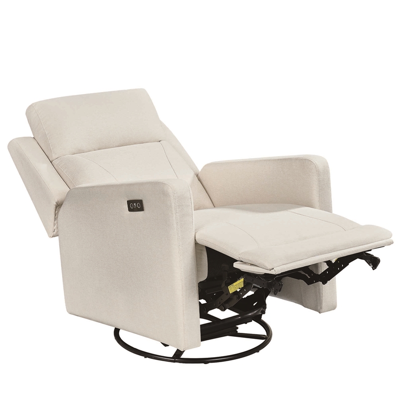 Hawthorne Collections Recliner Glider with Swivel Rocker with USB in Cream