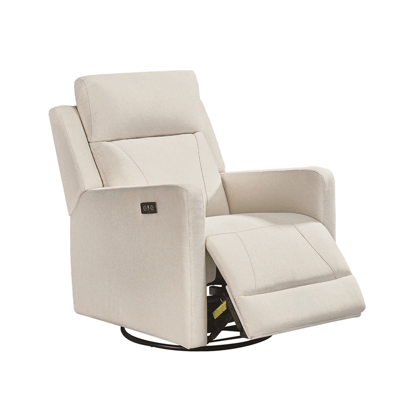 Hawthorne Collections Recliner Glider with Swivel Rocker with USB in Cream