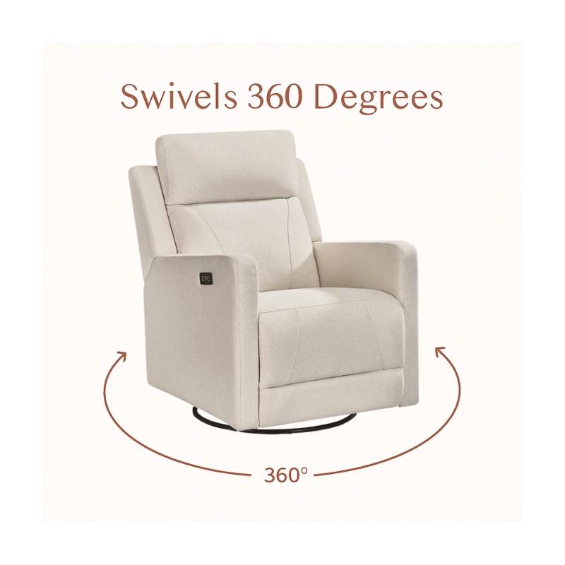 Hawthorne Collections Recliner Glider with Swivel Rocker with USB in Cream