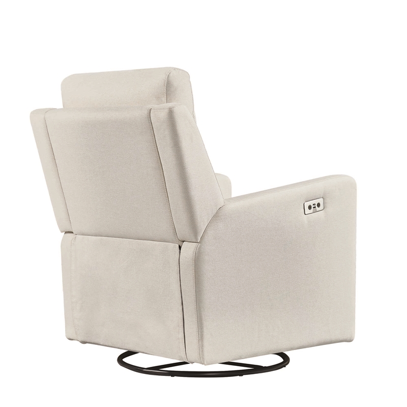 Hawthorne Collections Recliner Glider with Swivel Rocker with USB in Cream