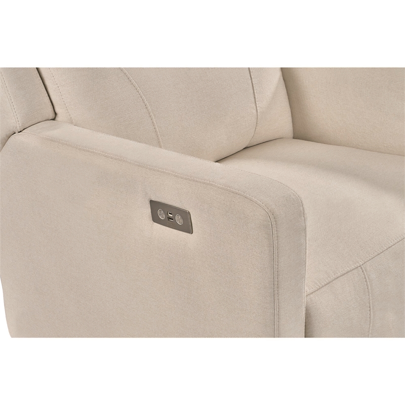 Hawthorne Collections Recliner Glider with Swivel Rocker & USB - Light Tan Brown