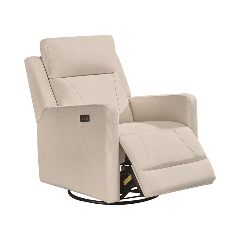 Hawthorne Collections Recliner Glider with Swivel Rocker & USB - Light Tan Brown