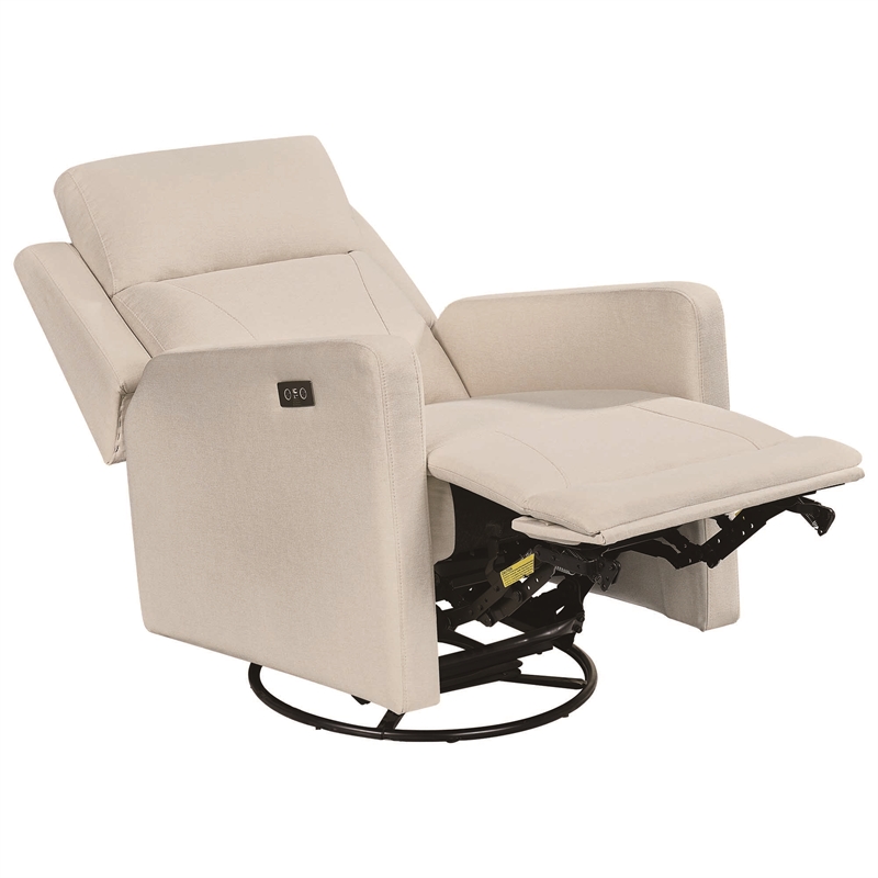 Hawthorne Collections Recliner Glider with Swivel Rocker & USB - Light Tan Brown