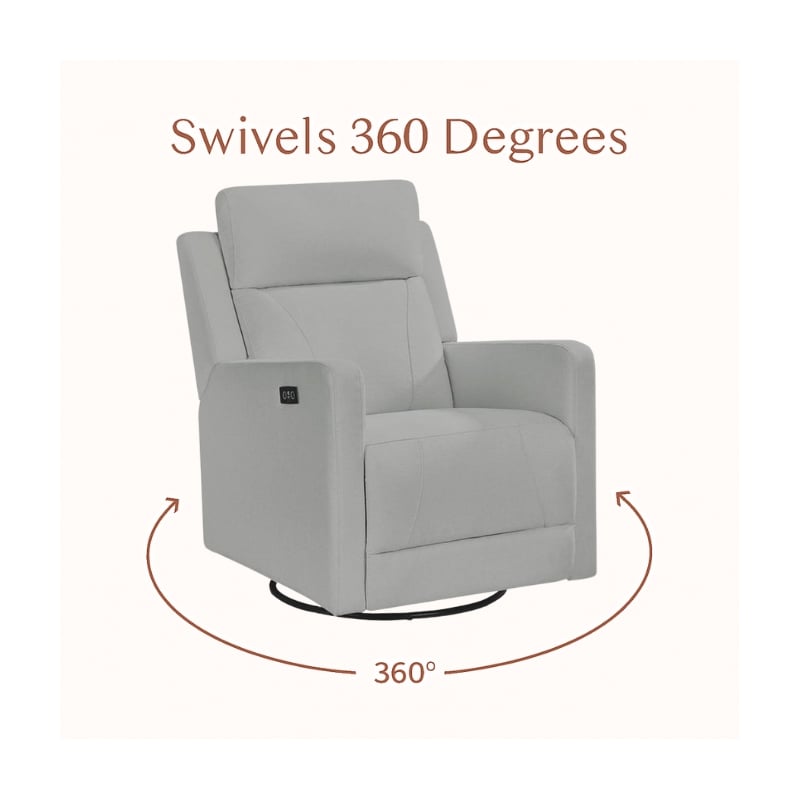 Hawthorne Collections Recliner Glider with Swivel Rocker with USB in Gray