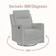 Hawthorne Collections Recliner Glider with Swivel Rocker with USB in Gray