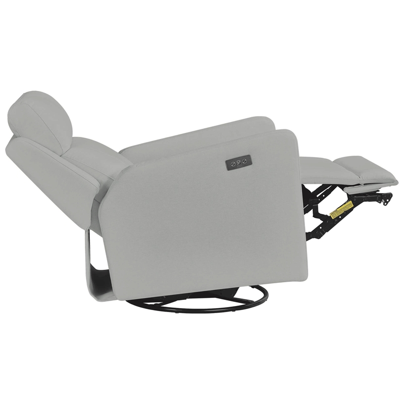 Hawthorne Collections Recliner Glider with Swivel Rocker with USB in Gray